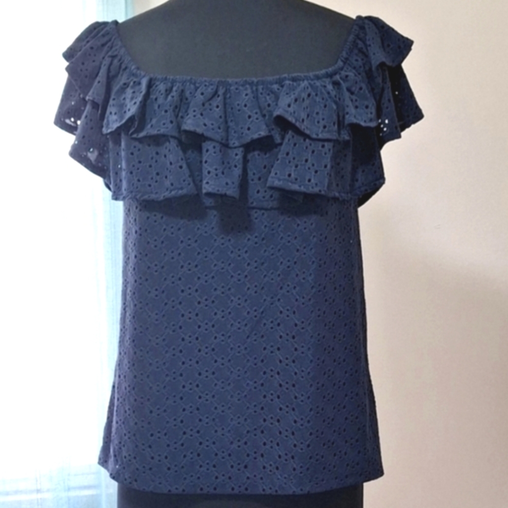 Tommy Hilfiger Navy Eyelet Top